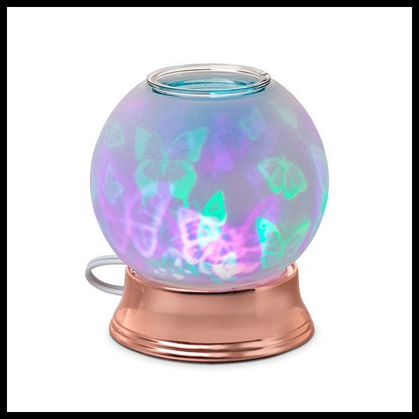 PartyLite Electric ScentGlow Scent Plus Wax Aroma Melts Warmer COLORED BUTTERFLY FLURRY FLURRIES GLOBE - Plastic Glass and Wax