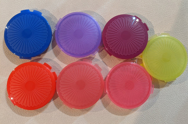 Tupperware Lot of 2 COLORED CLAM SHELL PILL COIN KEEPER NOVELTY GADGET PICK COLOR