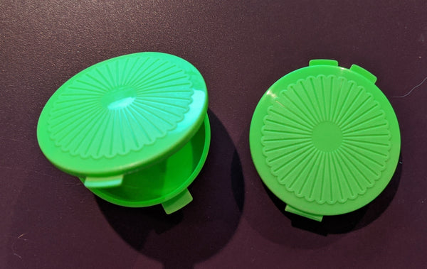 Tupperware Lot of 2 COLORED CLAM SHELL PILL COIN KEEPER NOVELTY GADGET PICK COLOR