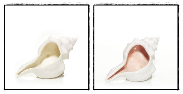YANKEE NATURAL SHELL COLLECTION ONE (1) SEASHELL CORAL GLAZED CERAMIC TEALIGHT CANDLE HOLDER - Plastic Glass and Wax ~ PGW
