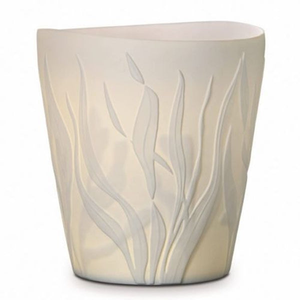 PARTYLITE CORAL SEA WHITE PORCELAIN HURRICANE CANDLE HOLDER w/ TEALIGHT TREE NIB