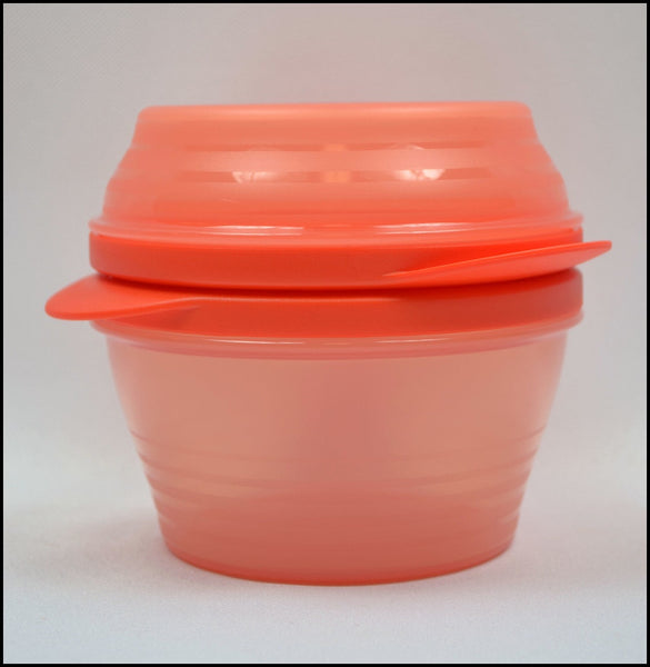TUPPERWARE SET OF 2 DUO BOWLS w/ INTERLOCKING SNAP TOGETHER SEALS 1-c & 2-c - Plastic Glass and Wax