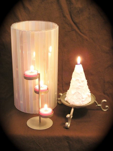 PARTYLITE ILLUSIONS CHRISTMAS TREE HURRICANE CANDLE HOLDER SLEEVE W/ TEALIGHT TREE NIB