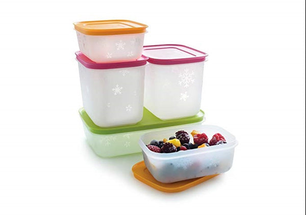 TUPPERWARE FREEZER MATES PLUS SNOWFLAKE STORAGE CONTAINER MED SHALLOW BRIGHT ORANGE 4.25-C