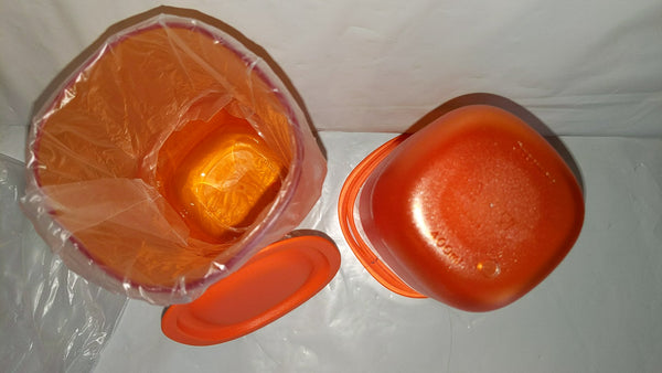 Tupperware SET/2 Preludio ACRYLIC Watercolor DELUXE SQUARE TUMBLERS w/ COASTERS ORANGE 400mL / 14-oz