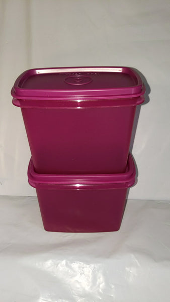 TUPPERWARE 2 PURPLE Purplicious Shelf Saver 800mL Rectangle Storage Containers Keepers w/ Seals