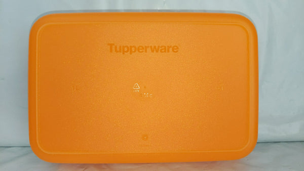 TUPPERWARE FREEZER MATES PLUS SNOWFLAKE STORAGE CONTAINER MED SHALLOW BRIGHT ORANGE 4.25-C