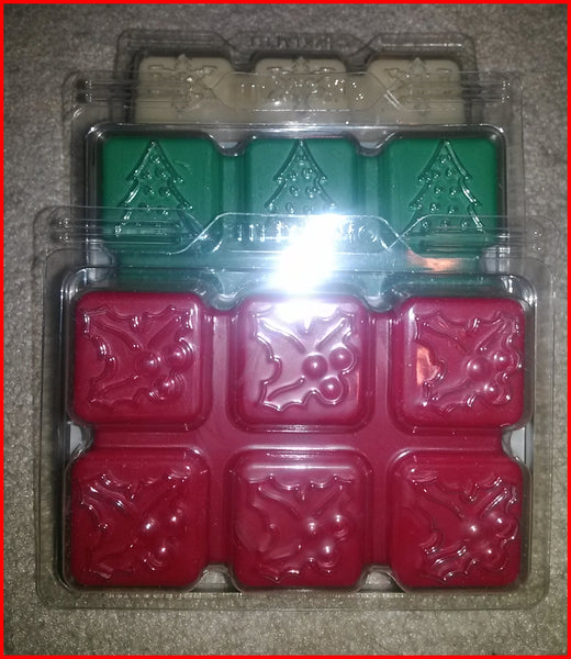 PartyLite Collection of Novelty 6 Piece Square Wax Melt Containers 3 Packages Totalling 18 Melts - Plastic Glass and Wax ~ PGW
