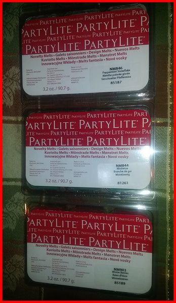 PartyLite Collection of Novelty 6 Piece Square Wax Melt Containers 3 Packages Totalling 18 Melts - Plastic Glass and Wax ~ PGW