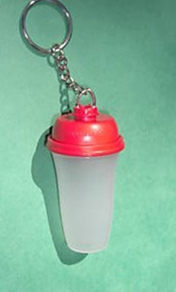 TUPPERWARE 1 ORIGINAL STYLE Mini QUICK SHAKE Keeper Container KeyChain RED