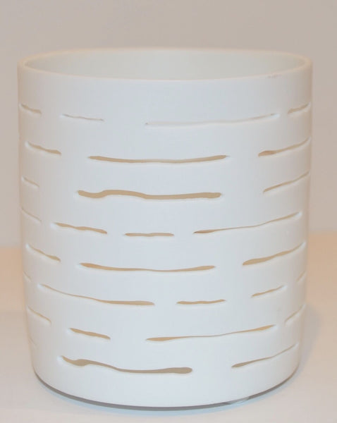 YANKEE PAPER PUNCH WEAVE ROUND PORCELAIN WHITE TEALIGHT CANDLE HOLDER