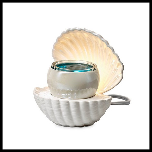 PartyLite Electric ScentGlow Glo Scent Plus Wax Aroma Melts Warmer Pearl Oyster Sea Shell Seashell - Plastic Glass and Wax ~ PGW