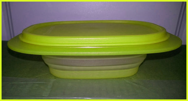 TUPPERWARE FLATOUT RARE RECTANGLE EXPANDABLE FLEX BOWL W/ SEAL 3.5-c SALSA VERDE