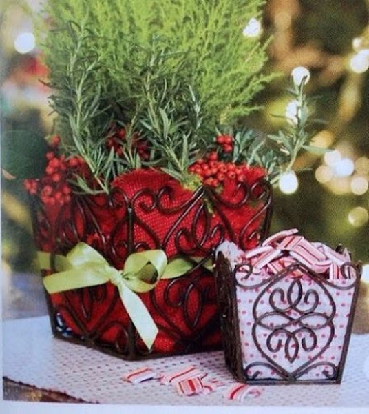 SOUTHERN LIVING AT HOME ESTATE IRON SET / 2 ROSEDALE PLANT HOLDERS NIB