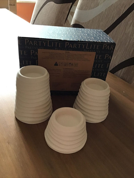 PARTYLITE Sandwaves Porcelain Elevated Tealight Candle Holder Trio - 3 Holders