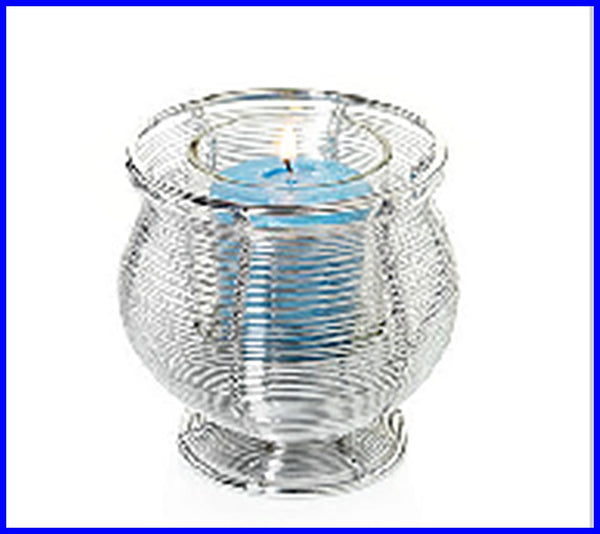 YANKEE SEAGRASS TIED ROPE GLASS VOTIVE TEALIGHT CANDLE HOLDER NIB - Plastic Glass and Wax ~ PGW