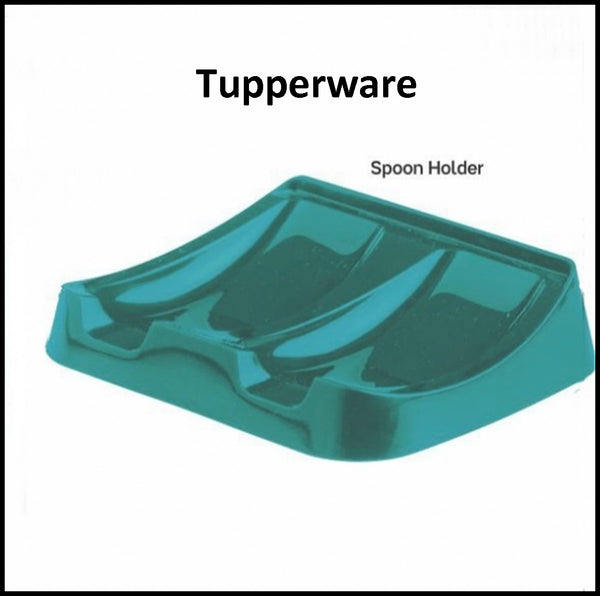Tupperware DUAL SIDED AQUA TEAL SPOON REST for STOVETOP / ENTERTAINING BUFFET TABLE