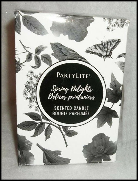 PartyLite SPRING DELIGHTS DECORATIVE LIDDED JAR CANDLE WHITE LILAC & IVY NIB