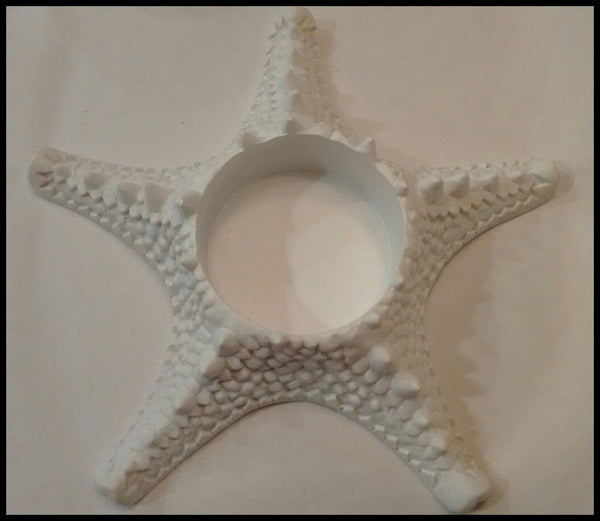 PARTYLITE STARFISH WHITE GLAZED CERAMIC VOTIVE / TEALIGHT CANDLE HOLDER