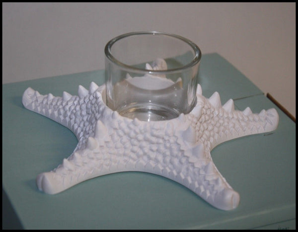 PARTYLITE STARFISH WHITE GLAZED CERAMIC VOTIVE / TEALIGHT CANDLE HOLDER