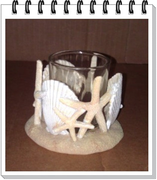 YANKEE SEASHELL STARFISH GLASS VOTIVE TEALIGHT CANDLE HOLDER - Plastic Glass and Wax ~ PGW