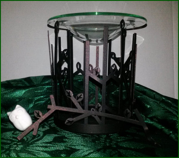 PartyLite Perched OWL Tealight Scent Plus Wax Aroma Melts Warmer Pillar / Jar Candle Sleeve - Plastic Glass and Wax ~ PGW