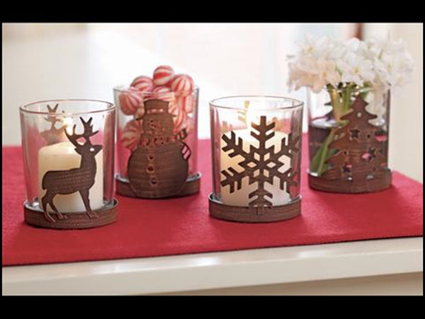 Southern Living AT Home WILLOW HOUSE 4 YULETIDE VOTIVE CANDLE HOLDERS BONZE / GLASS NIB