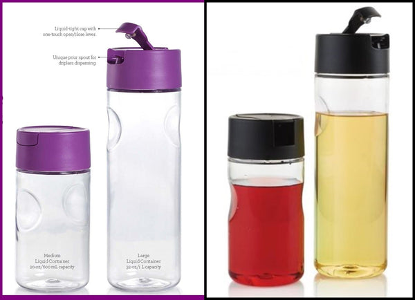 TUPPERWARE 1 LARGE & 1 MEDIUM SET / 2 COUNTERSCAPING LIQUID CONTAINER DEWBERRY - PURPLE