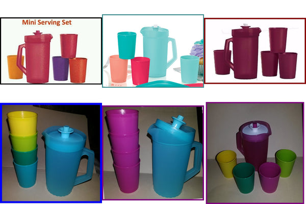 Tupperware 7-oz Bell Tumblers w/ Domed Sippy Sipper Seals Blue Yellow Red & Green NEW