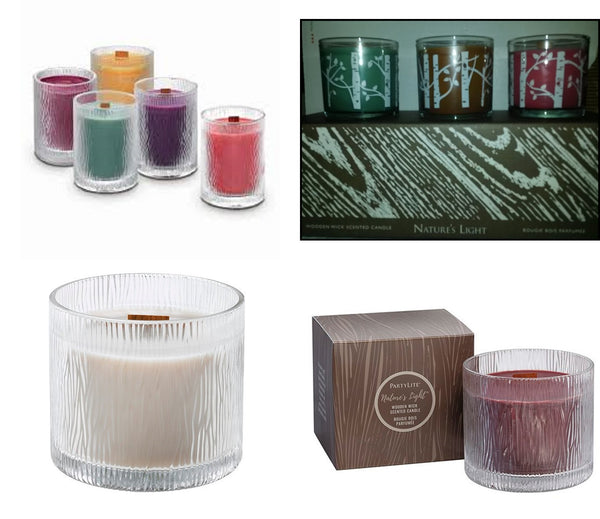PartyLite Nature's Light Large Round Jar Boxed Candle w/ Crackling Wooden Wick ISLAND DRIFTWOOD - Plastic Glass and Wax