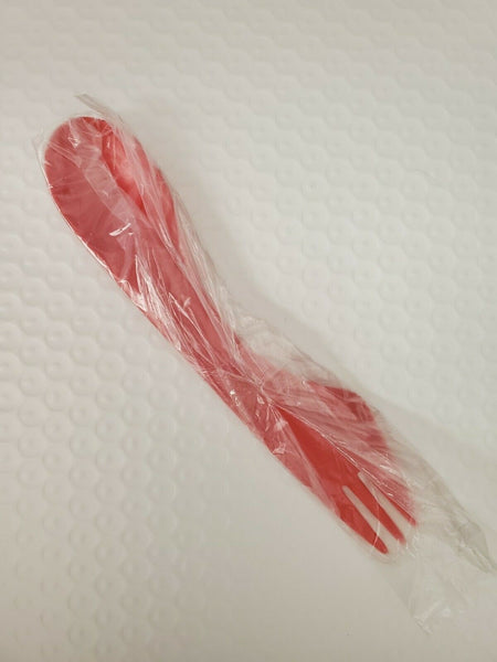 Tupperware 2 RED ALL-IN-ONE MULTI-PURPOSE UTENCIL KNIFE SPOON & FORK NEW RARE