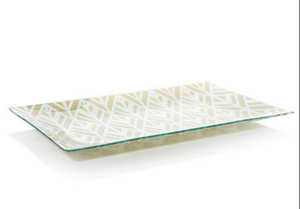 YANKEE CANDLE ART DECO GOLD PILLAR JAR RECTANGLE CANDLE HOLDER PLATTER NIB