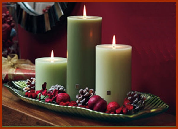 PartyLite BANANA LEAF GREEN GLASS TRAY LONG CANDLE HOLDER FOOD SAFE PLATTER NIB - Plastic Glass and Wax ~ PGW