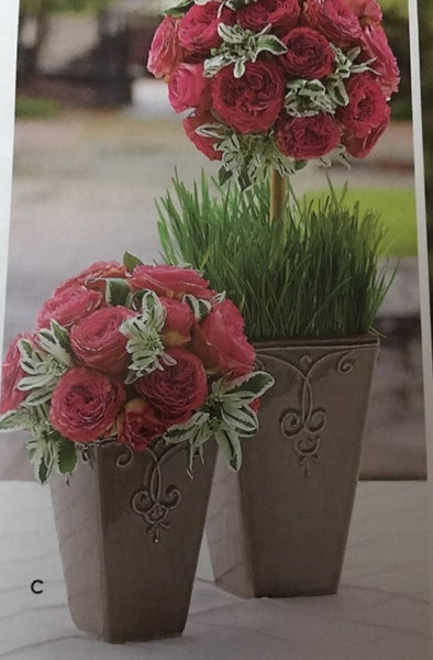 SOUTHERN LIVING AT HOME WILLOW HOUSE BRADSHAW PLANTERS SET 2 VASE NIB
