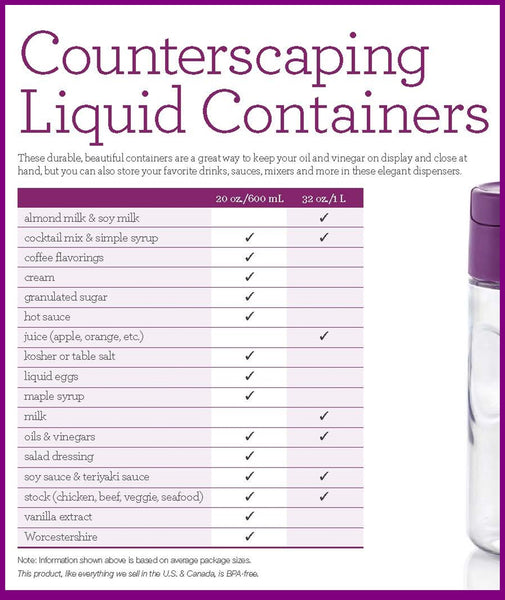 TUPPERWARE 1 LARGE & 1 MEDIUM SET / 2 COUNTERSCAPING LIQUID CONTAINER RADIANT ORCHID - PURPLE