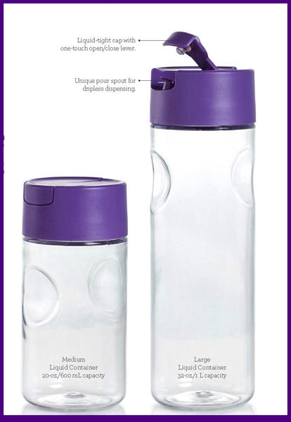 TUPPERWARE 1 LARGE & 1 MEDIUM SET / 2 COUNTERSCAPING LIQUID CONTAINER DEWBERRY - PURPLE