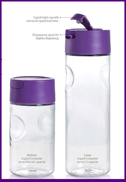 TUPPERWARE 1 LARGE & 1 MEDIUM SET / 2 COUNTERSCAPING LIQUID CONTAINER DEWBERRY - PURPLE