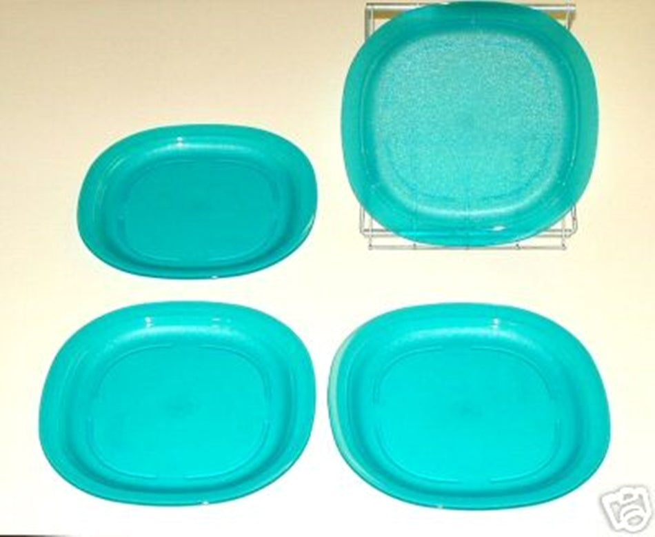 Tupperware Impressions 9.5 Microwave Luncheon Plates Set of 4 HOLIDAY –  Plastic Glass and Wax ~ PGW