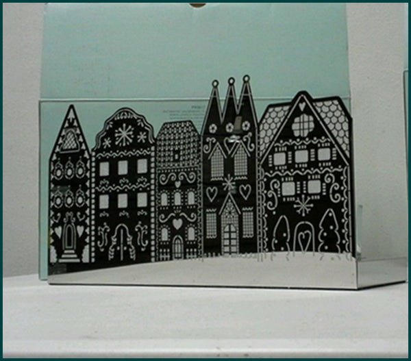 PARTYLITE ENCHANTED GINGERBREAD VILLAGE SILVER MESH METAL TEALIGHT VOTIVE HOLDER - Plastic Glass and Wax