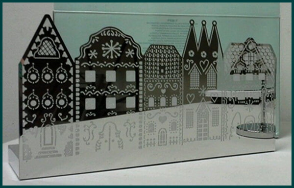 PARTYLITE ENCHANTED GINGERBREAD VILLAGE SILVER MESH METAL TEALIGHT VOTIVE HOLDER - Plastic Glass and Wax