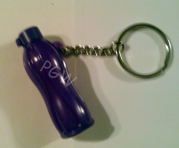 TUPPERWARE Mini Eco Water Bottle Key Chain RARE Grape Fizz Purple - Plastic Glass and Wax ~ PGW