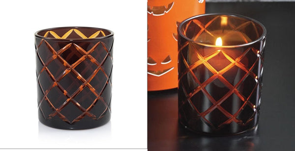 YANKEE HARLEQUIN VOTIVE / TEALIGHT ELEGANT TINTED GLASS CANDLE HOLDER