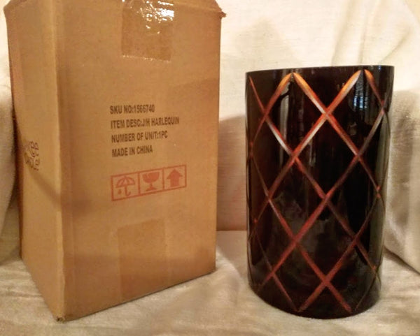 YANKEE HARLEQUIN VOTIVE / TEALIGHT ELEGANT TINTED GLASS CANDLE HOLDER