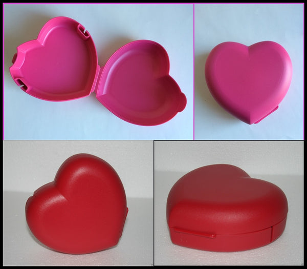 TUPPERWARE HEART Shaped RED Refrigerator Locker Hinged Novelty Keeper