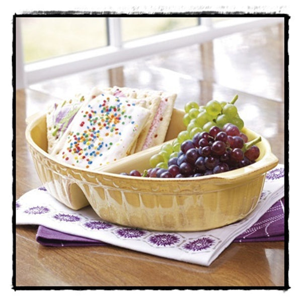 SOUTHERN LIVING AT HOME WILLOW HOUSE GLAZED CERAMIC HYACINTH SPLIT SERVER / DISH - Plastic Glass and Wax ~ PGW