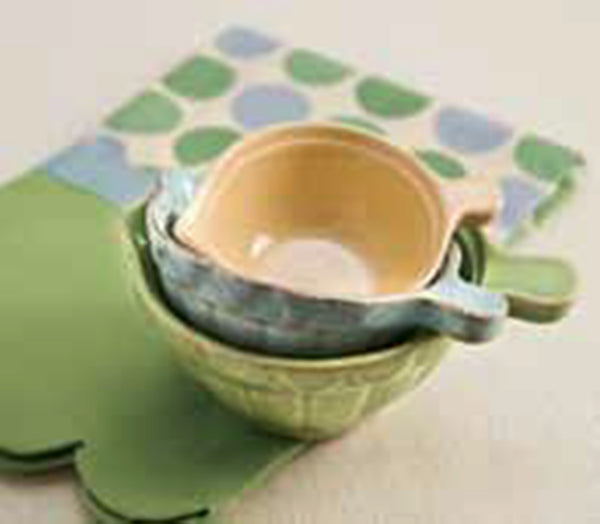 SOUTHERN LIVING AT HOME WILLOW HOUSE HYACINTH TRIO COLORED MEASURING CUP SET - Plastic Glass and Wax ~ PGW