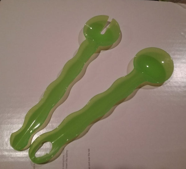 Tupperware COLORED IMPRESSIONS MULTI-PURPOSE SALAD SERVING SPOON SET TONGS
