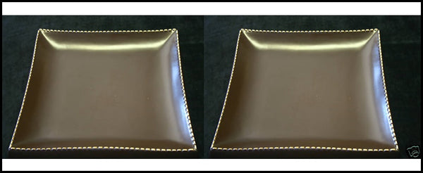 SOUTHERN LIVING @ HOME MARIO BATALI ITALIAN STITCH SET/2 SQUARE 8.5" SALAD PLATES - Plastic Glass and Wax