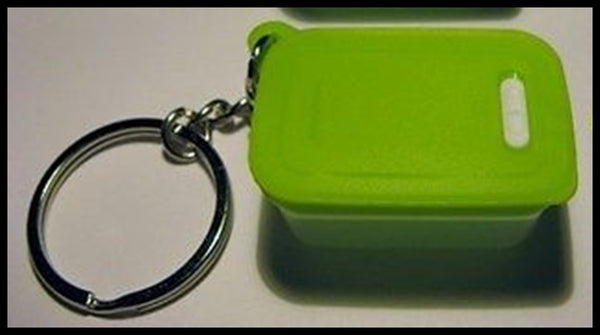 TUPPERWARE Mini RARE FridgeSmart KeyChain Clear / Salsa Kiwi Lime / Snow White - Plastic Glass and Wax ~ PGW