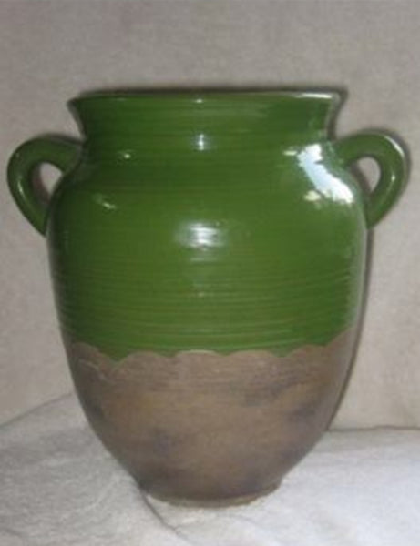 Southern Living at HOME OLIVE JAR DU MAR OLIVE GREEN & SANDSTONE GLAZED POTTERY URN VASE NWOB